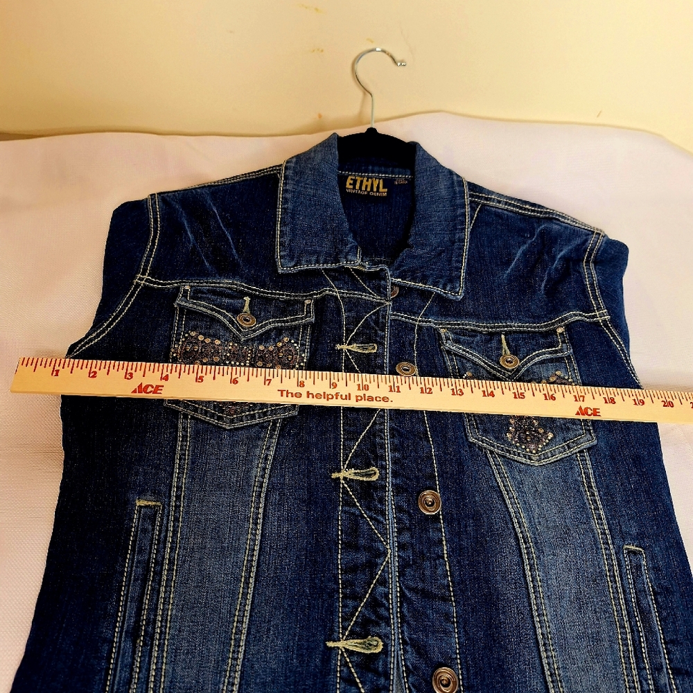 Ethyl Vintage Denim Western core bling Jean jacket. - Picture 3 of 8